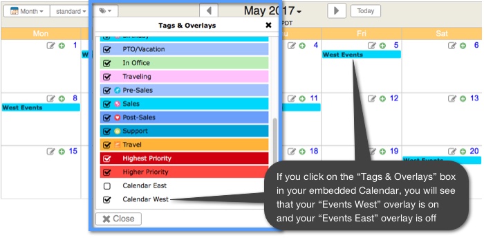 embedding calendar overlays